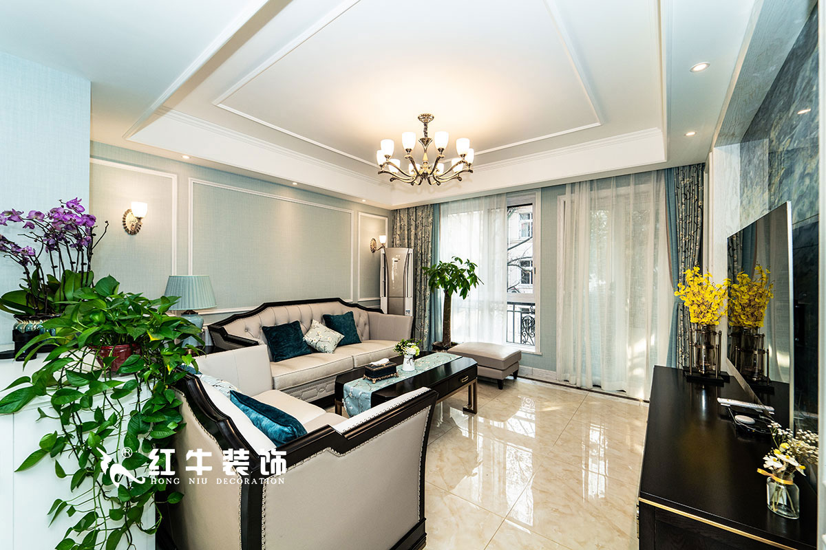 【實(shí)景案例】陶陽_月牙湖花園-145㎡-簡美輕奢風(fēng)格_3室2廳1衛(wèi)_全包18萬01客廳