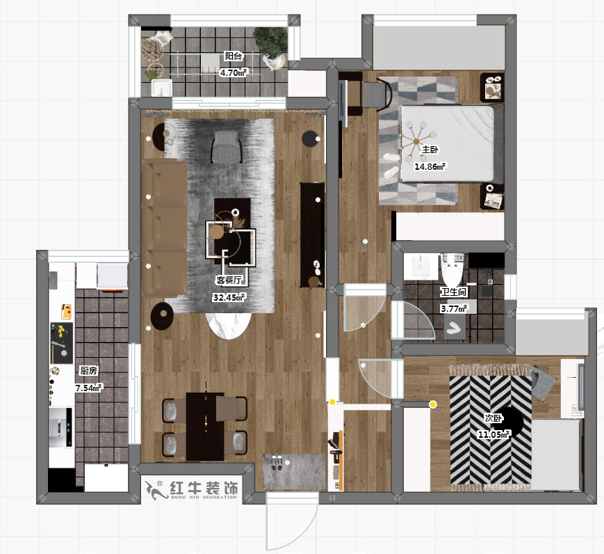 魏明花_鳳凰熙岸一期5-1-402-99㎡-現(xiàn)代風(fēng)格_2室2廳2衛(wèi)(二手房重新裝修-)_定制家¥150550_全包15
