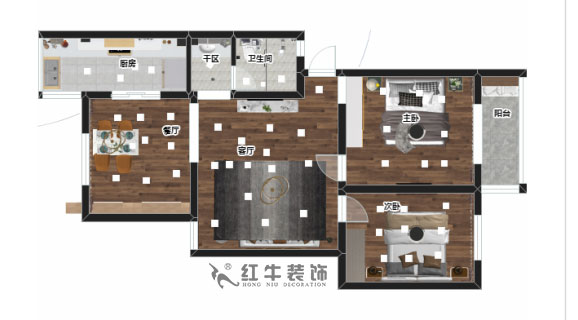 劉曉芳_月苑四村1-3-306-93㎡-現(xiàn)代風格_2室2廳1衛(wèi)（老房裝修）_定制家￥122000_全包12