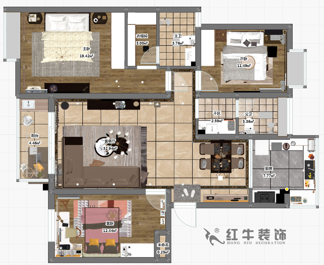 郭志成_宏圖上水園25-1104-130㎡-現(xiàn)代簡(jiǎn)約風(fēng)格_3室2廳2衛(wèi)（老房裝修）_定制家￥134817
