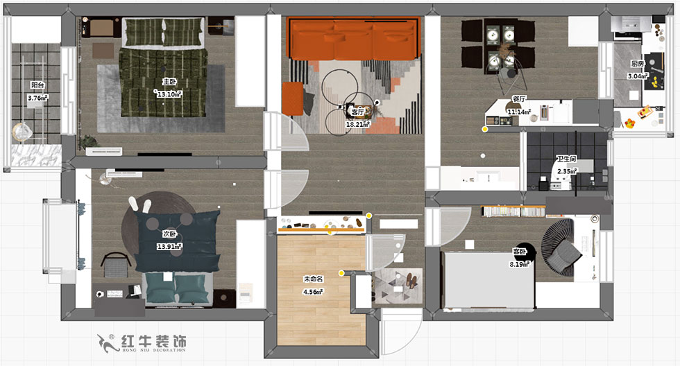 蔡成昊_龍江寶地園9-204-98㎡-現(xiàn)代簡約風(fēng)格_3室2廳1衛(wèi)（老房裝修）_成品家￥137535_全包13