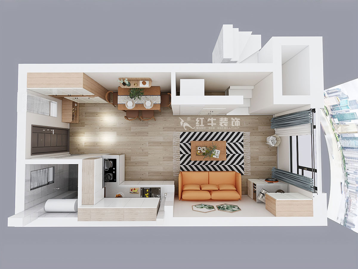 蔣琛_萬(wàn)科都薈雅居D11-2003-48㎡-現(xiàn)代簡(jiǎn)約風(fēng)格_2室1廳2衛(wèi)(新房裝修)_定制家¥101813_全包10萬(wàn)00_06_鳥瞰圖一樓