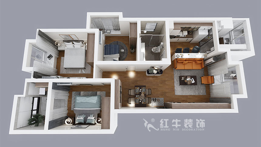 顧娟_東城水岸2-106-115㎡-現(xiàn)代風(fēng)格_3室2廳1衛(wèi)（舊房裝修）_定制家￥154340_全包17萬00_04鳥瞰圖