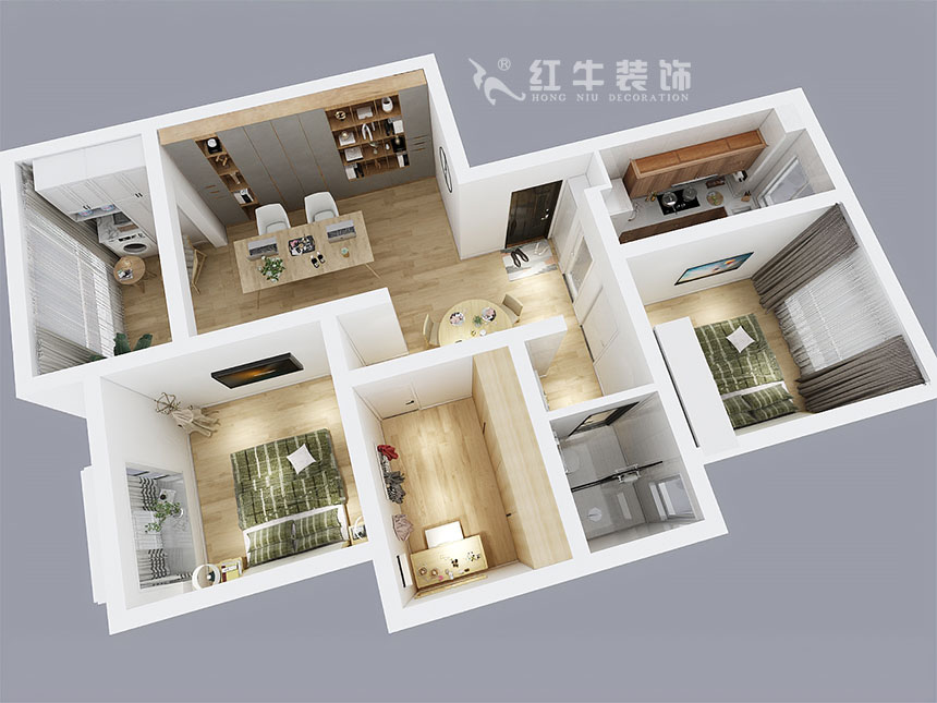 魏利利_津橋華府82㎡現(xiàn)代簡(jiǎn)約｜顛覆傳統(tǒng)客廳，即是休閑書吧又是影院03鳥瞰圖