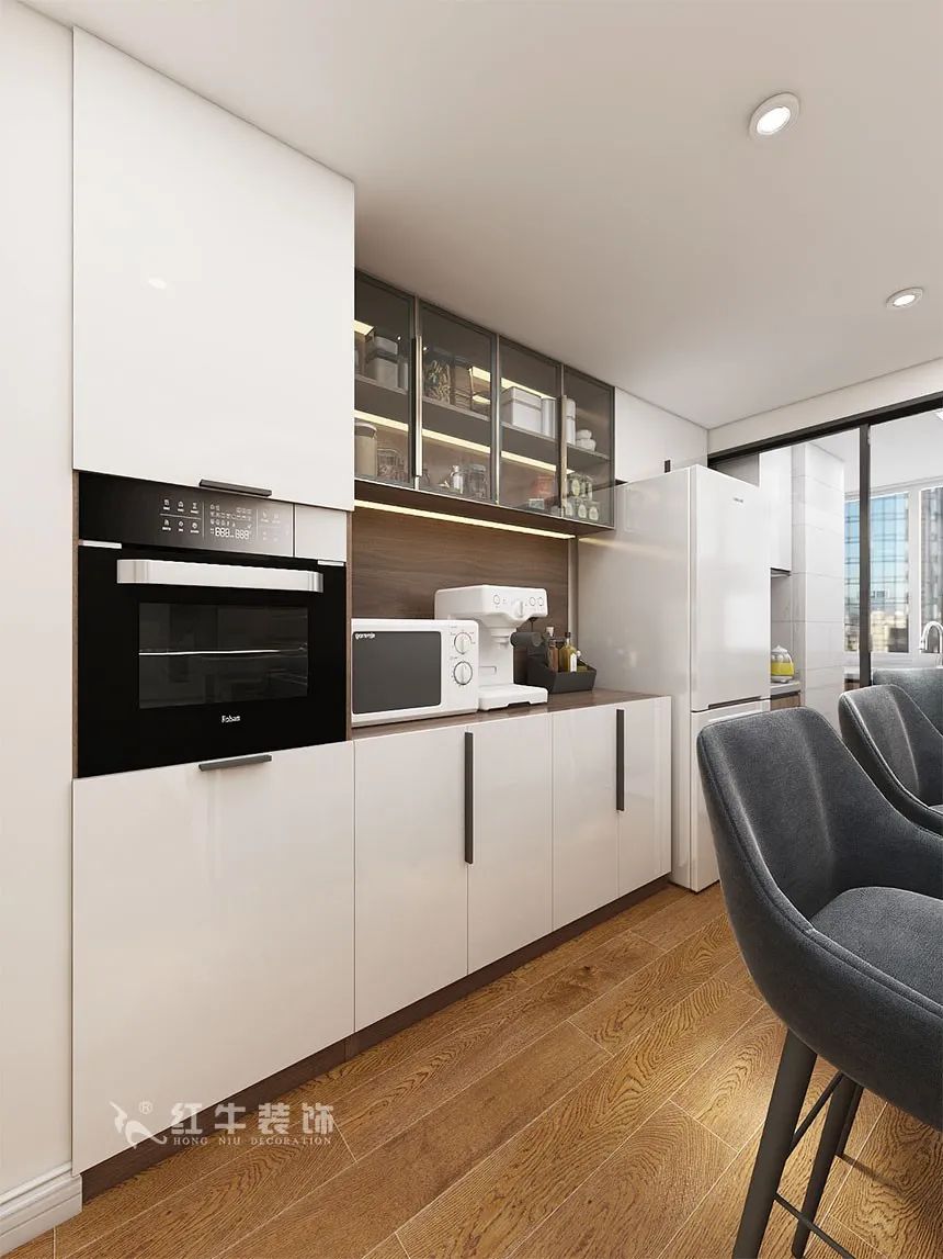 沙發(fā)不要靠墻，這樣設(shè)計(jì)才夠別致?。櫨阓東城水岸115㎡現(xiàn)代風(fēng)格_3室2廳1衛(wèi)_舊房裝修_全包17萬）07