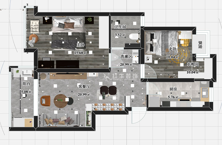 張智猿_紫金明珠5-2-304-82㎡-現(xiàn)代簡(jiǎn)約風(fēng)格_2室2廳1衛(wèi)(老房裝修)_成品家¥127797_全包12