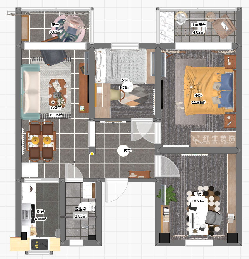 孟憲濤_良友里4-2-603-85㎡-現(xiàn)代風(fēng)格_3室1廳1衛(wèi)(二手房裝修)_定制家¥89000_全包9萬00_03彩平圖
