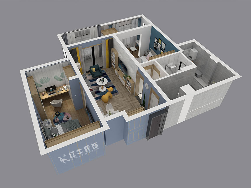 余瑋_中航金城一號7-402-91㎡-北歐風(fēng)格_2室2廳1衛(wèi)(新房裝修)_成品家¥151366_全包15