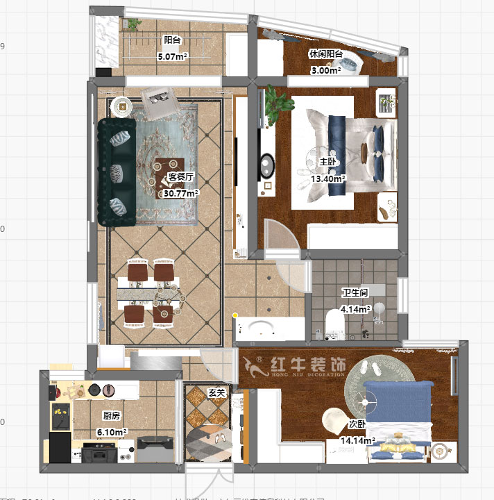 熊皓宇_海德衛(wèi)城2-3-2202-100㎡-簡約歐式風(fēng)格_2室2廳1衛(wèi)(老房翻新)_成品家¥144000_全包14萬00_03彩平圖