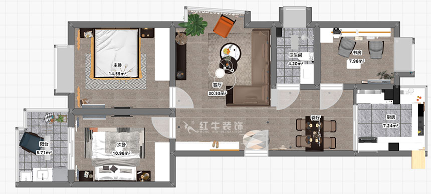熊皓宇_東城水岸6-B-204-100㎡-現(xiàn)代簡(jiǎn)約風(fēng)格_3室2廳1衛(wèi)(老房翻新)_成品家¥165270_全包14萬00_03彩平圖