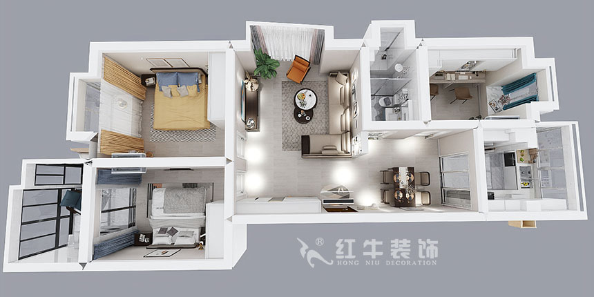熊皓宇_東城水岸6-B-204-100㎡-現(xiàn)代簡(jiǎn)約風(fēng)格_3室2廳1衛(wèi)(老房翻新)_成品家¥165270_全包14萬00_04鳥瞰圖