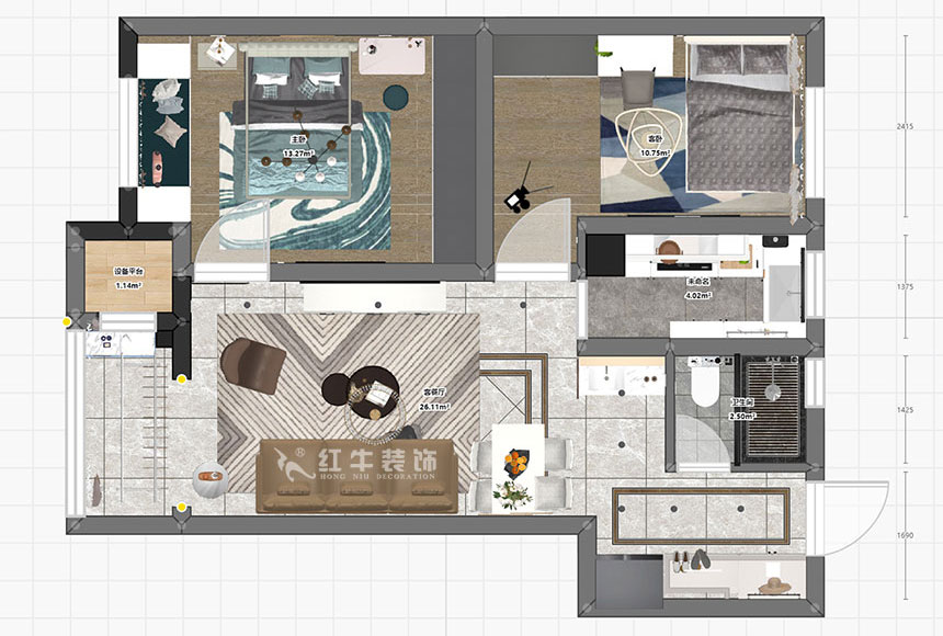 朱明琪_紫楊佳園24-3-910-87㎡-現(xiàn)代簡約風(fēng)格_2室2廳1衛(wèi)(新房裝修)_成品家¥120000_全包10萬00_03彩平圖
