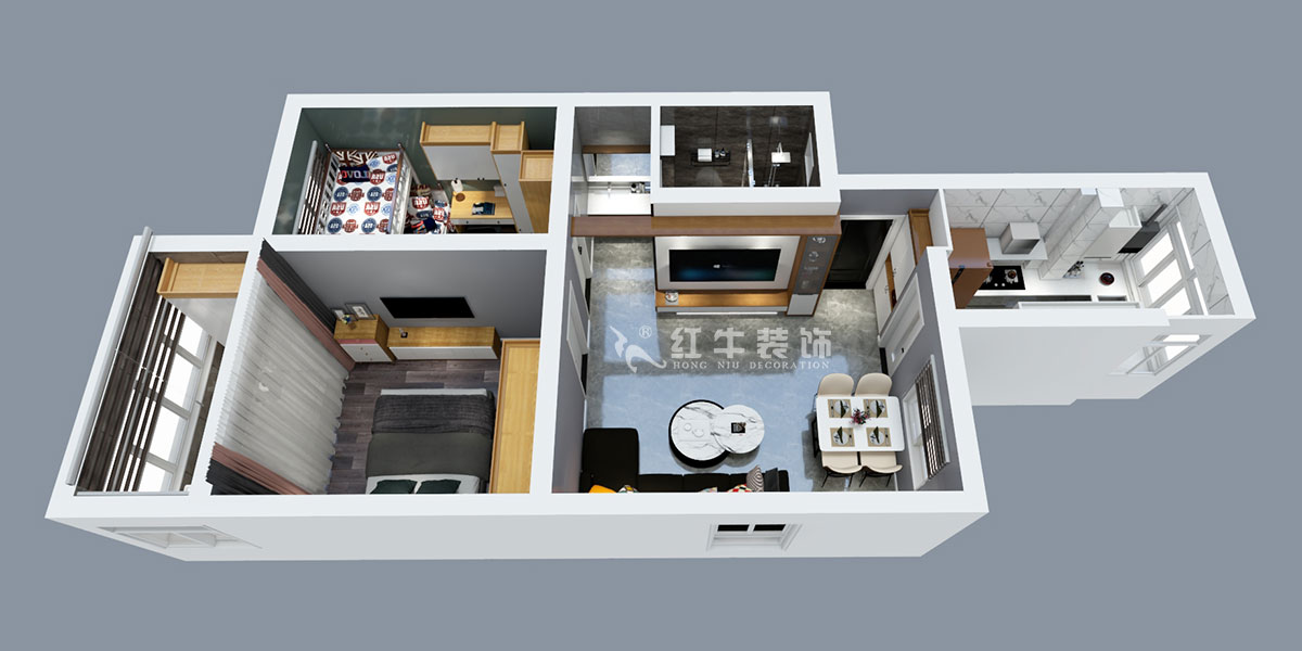 張智猿|銀龍花園1期35-301-60㎡-現(xiàn)代簡約風(fēng)格|2室1廳1衛(wèi)|老房裝修|定制家¥120000|全包10萬|00_04鳥瞰圖