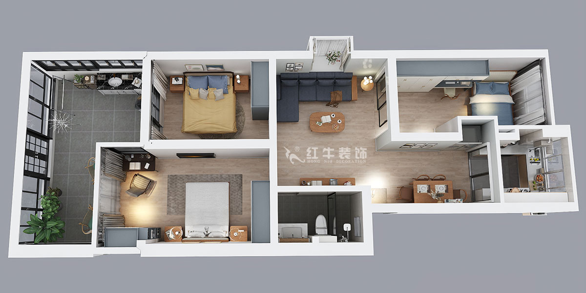 劉萍萍|鐘山山莊19-106-85㎡-北歐風格|3室2廳1衛(wèi)|老房裝修|定制家¥120360|全包12