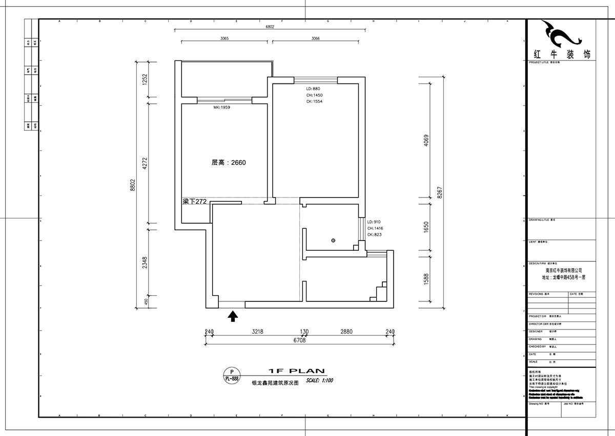 魏明花|銀龍鑫苑8-4-1015-60㎡-現(xiàn)代簡約風格|1室1廳1衛(wèi)|二手房裝修|定制家¥103134|全包10萬|00_01建筑原況圖