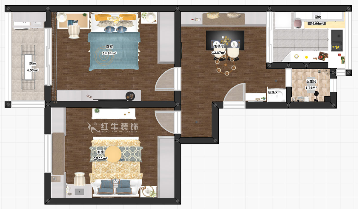 張桐瑋|天津新村25-304-64㎡-現(xiàn)代簡美風(fēng)格|2室1廳1衛(wèi)|老房裝修|定制家¥71800|全包10萬|00_03彩平圖