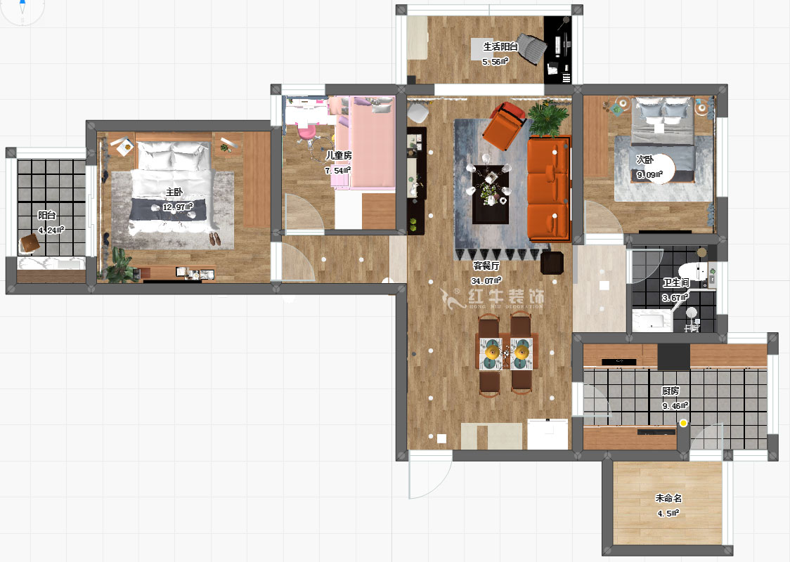 余瑋|萬江共和2期28-1511-115㎡-北歐風格|3室2廳1衛(wèi)|新房裝修|成品家¥144533|全包14