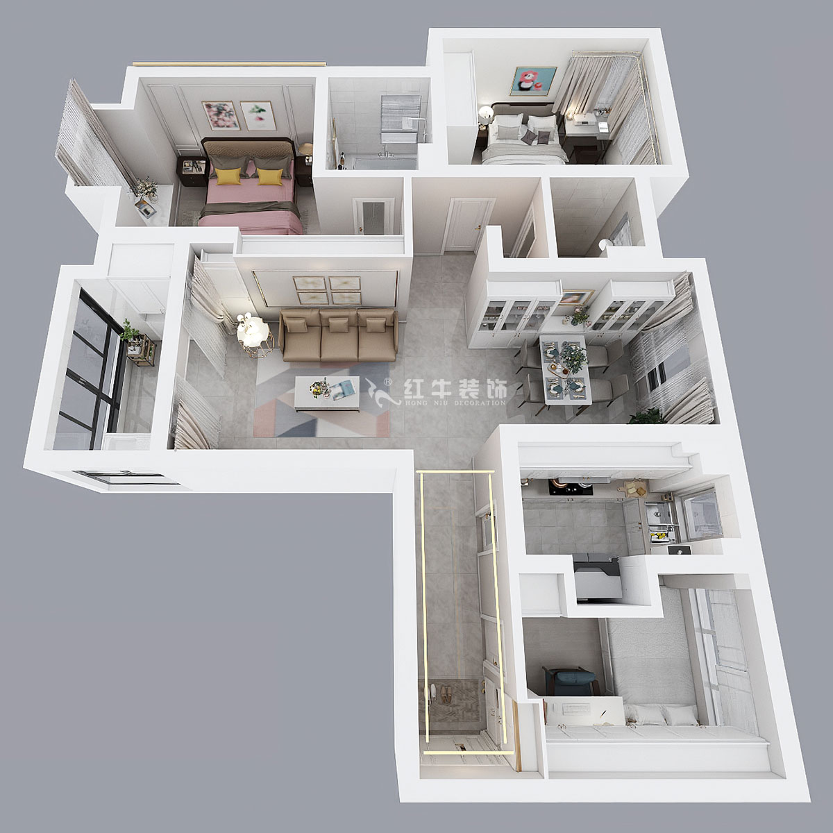 魏明花|弘陽(yáng)時(shí)光里14-2-1108-96㎡-現(xiàn)代簡(jiǎn)約風(fēng)格|3室2廳2衛(wèi)|二手房裝修|定制家¥146925|全包14