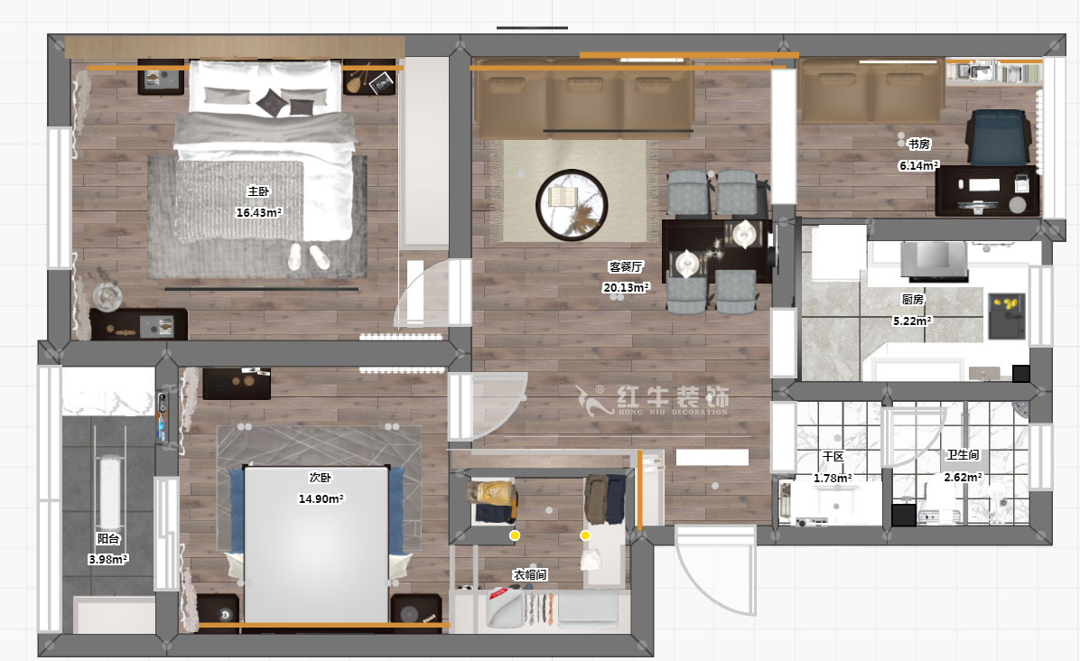 孟憲濤|苜蓿園大街238號4-3-706-88㎡-簡約風(fēng)格|3室1廳1衛(wèi)|老房裝修|定制家¥135121|全包14萬|00_03彩平圖