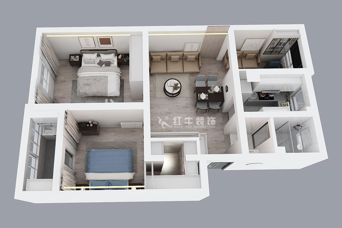 孟憲濤|苜蓿園大街238號4-3-706-88㎡-簡約風(fēng)格|3室1廳1衛(wèi)|老房裝修|定制家¥135121|全包14萬|00_04鳥瞰圖
