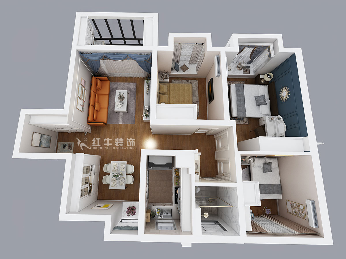 顧娟｜榮盛雋峰18-2404-102㎡-現(xiàn)代風(fēng)格｜3室2廳1衛(wèi)｜新房裝修｜定制家￥139500｜全包13萬(wàn)｜00_04鳥瞰圖