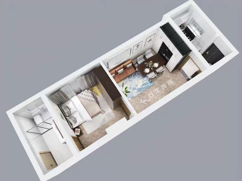 朱明琪|文昌宮6-101-45㎡-現(xiàn)代簡約風格|1室1廳1衛(wèi)|老房裝修|定制家¥84206|全包9萬|00_04鳥瞰圖