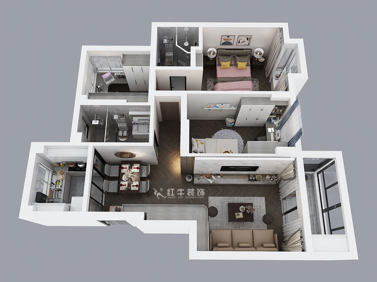 仇美蓉｜語山苑2-2-203-86㎡-簡約風(fēng)格｜3室2廳1衛(wèi)｜新房裝修｜半包￥85000｜半包8