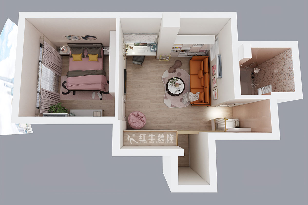 蔣琛｜西華龍樾2-6-312-106㎡-簡約風(fēng)格｜小復(fù)式｜2室2廳2衛(wèi)｜二新房裝修｜成品家￥162999｜全包15萬｜00_08二樓鳥瞰圖