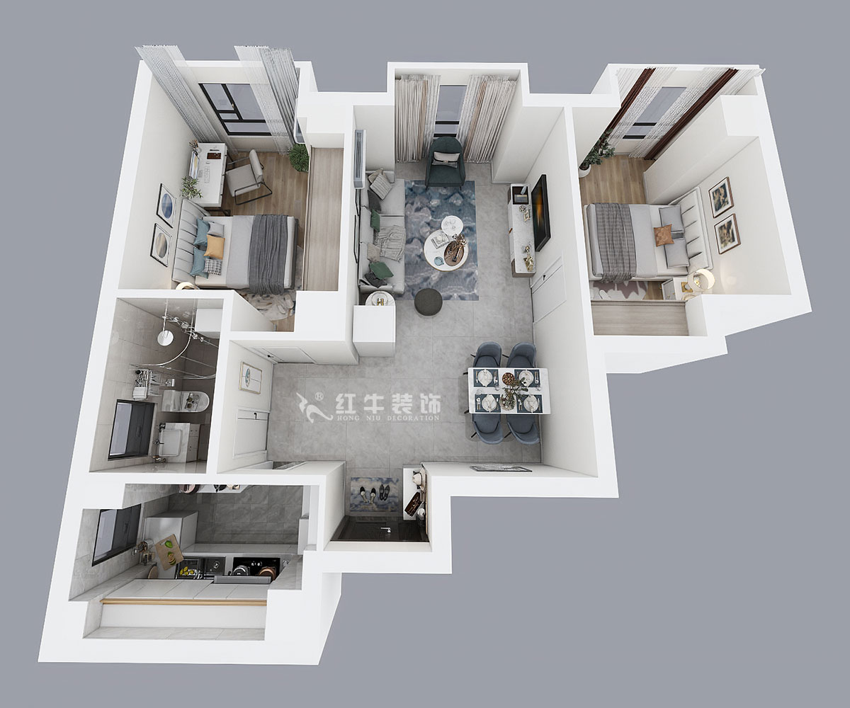 孟憲濤|明發(fā)城市廣場(chǎng)22-803-78㎡-簡(jiǎn)約風(fēng)格|2室1廳1衛(wèi)|商用房裝修|定制家¥105000|全包12萬|00_04鳥瞰圖