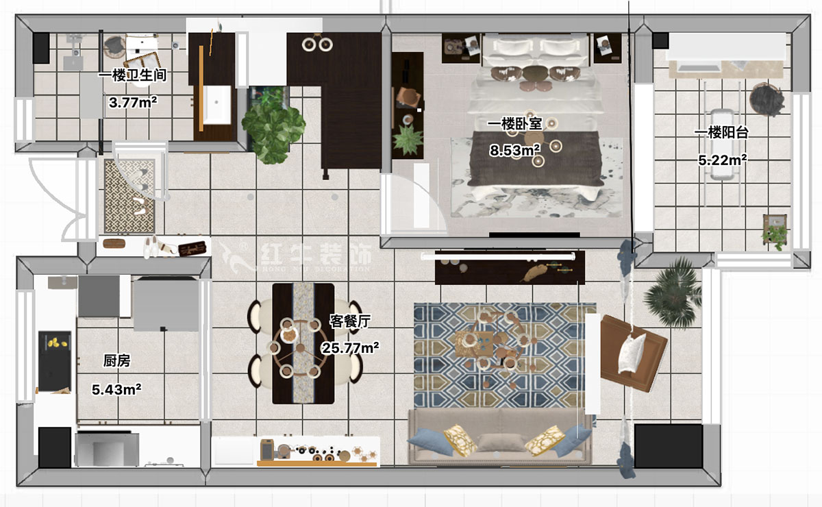 顧娟|仙林首望城5-1102-120㎡-簡(jiǎn)美風(fēng)格|3室2廳2衛(wèi)|新房裝修|定制家¥168000|全包18萬(wàn)|00_04一樓平面彩圖