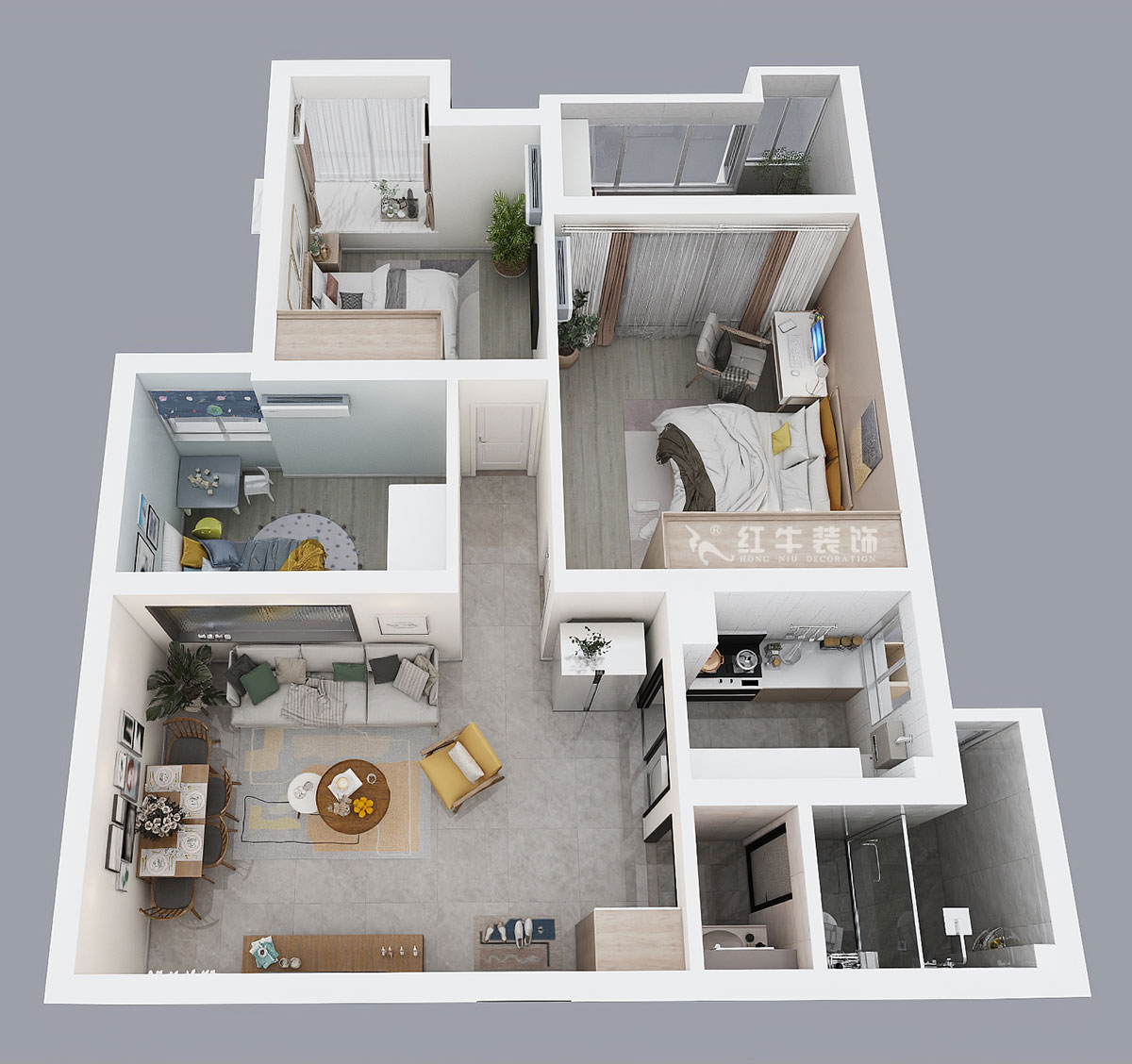 夏清|上城風(fēng)景北苑7-207-87㎡-現(xiàn)代風(fēng)格|3室2廳1衛(wèi)|舊房裝修|定制家¥107500|全包10