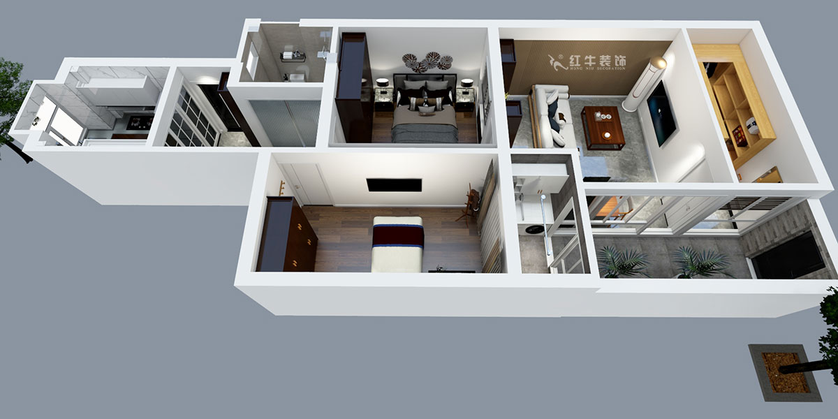 張智猿|后宰門街32號7-2-16-73㎡-簡中風(fēng)格|2室2廳1衛(wèi)|老房裝修|定制家¥111798|全包11萬|00_04鳥瞰圖