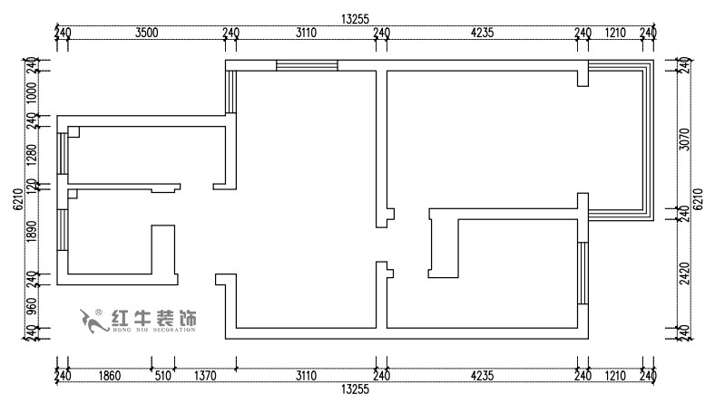 張桐瑋|雨花村19-701-110㎡-現代簡約風格|3室2廳1衛(wèi)|新房裝修|定制家¥124244|全包12萬|00_01一層原始結構