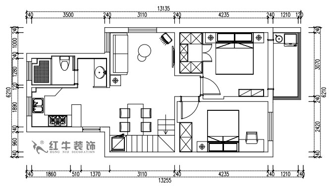 張桐瑋|雨花村19-701-110㎡-現代簡約風格|3室2廳1衛(wèi)|新房裝修|定制家¥124244|全包12萬|00_02一層平面方案