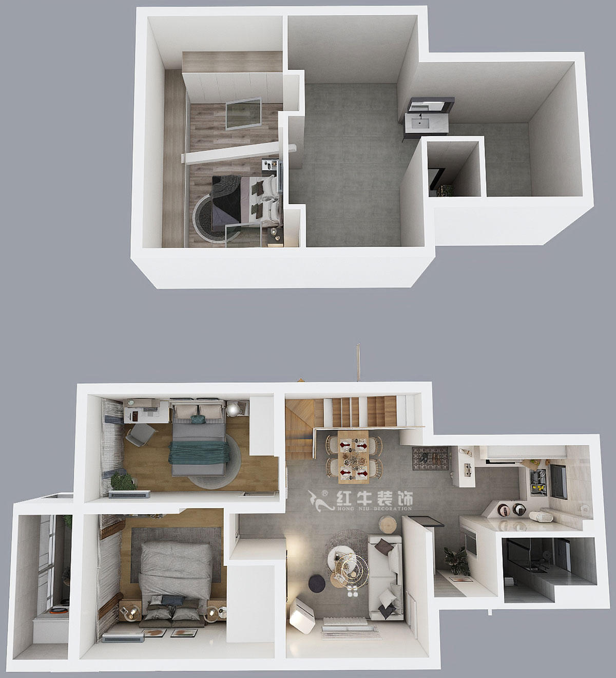 張桐瑋|雨花村19-701-110㎡-現代簡約風格|3室2廳1衛(wèi)|新房裝修|定制家¥124244|全包12萬|00_06鳥瞰圖