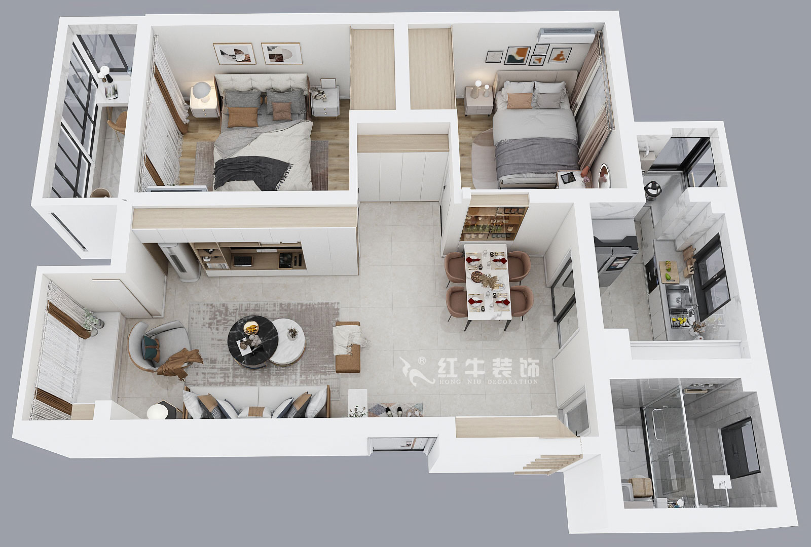 孟憲濤|幸福美地12-2-404-85㎡-簡(jiǎn)約風(fēng)格|2室2廳2衛(wèi)|老房裝修|定制家¥109000|全包12萬(wàn)|00_04鳥(niǎo)瞰圖