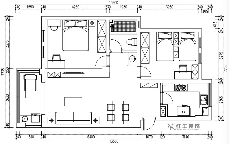 張桐瑋|仙龍灣山莊22-404-89㎡-日式原木簡(jiǎn)約風(fēng)格|2室1廳1衛(wèi)|舊房改造|半包¥67100|半包7萬|00_02平面方案布置圖