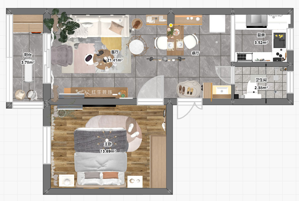 高靈慧|沿河二村3-402-60㎡-北歐風格|2室1廳1衛(wèi)|老房裝修|定制家¥103000|全包10