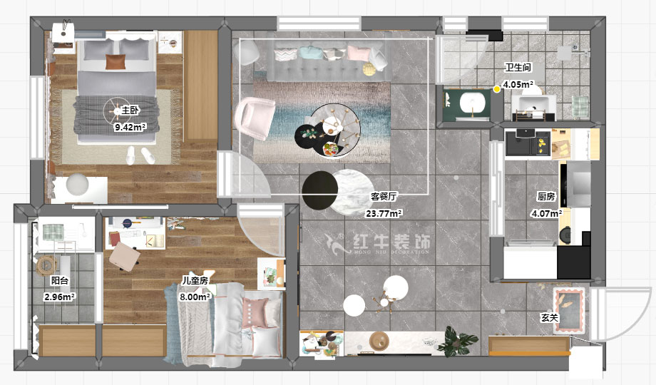 高靈慧｜象山和園2-2-907-72㎡-北歐風(fēng)格｜2室1廳1衛(wèi)｜老房裝修｜定制家￥100580｜全包10