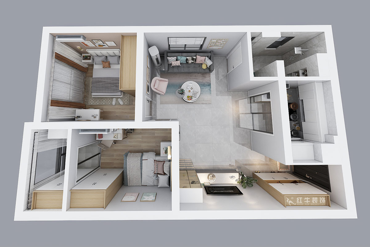 高靈慧｜象山和園2-2-907-72㎡-北歐風(fēng)格｜2室1廳1衛(wèi)｜老房裝修｜定制家￥100580｜全包10