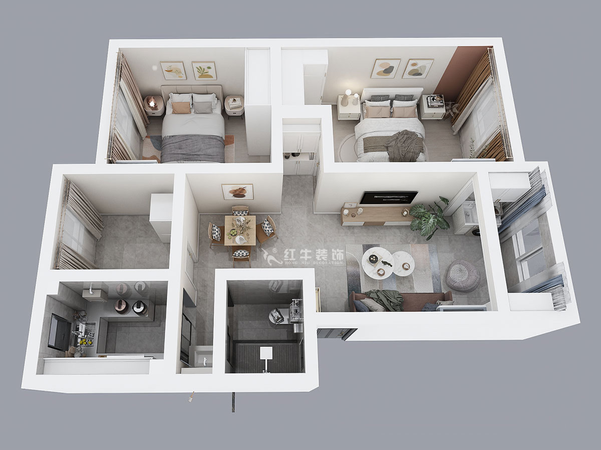 熊皓宇|四方新村二村1-2-403-75㎡-現(xiàn)代風(fēng)格|3室1廳1衛(wèi)|老房改造裝修|定制家¥114000|全包11萬|00_04鳥瞰圖