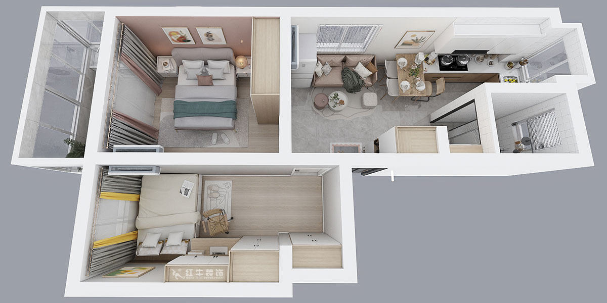 仇美蓉|愛達花園蘭花園62-14-302-60㎡-北歐風格|2室1廳1衛(wèi)|二手房裝修|定制家¥83229|全包8