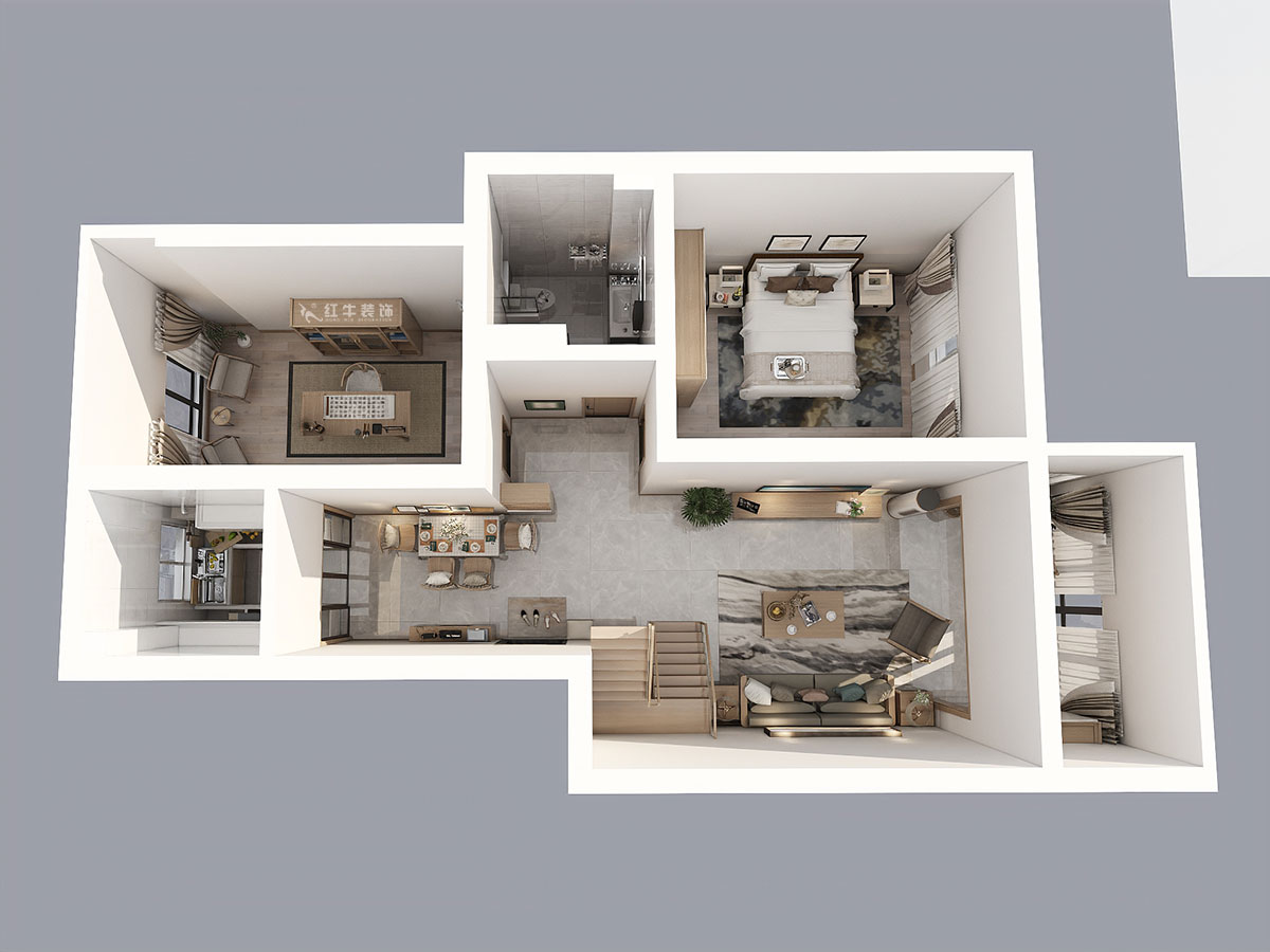 吳波|錢塘望景20-2-505-140㎡-現(xiàn)代風格|4室2廳2衛(wèi)|舊房裝修|定制家¥171024|全包17