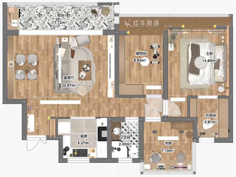 劉萍萍|招商語山苑5-1-602-98㎡-日式風格|3室2廳1衛(wèi)|老房裝修|定制家¥110000|全包13