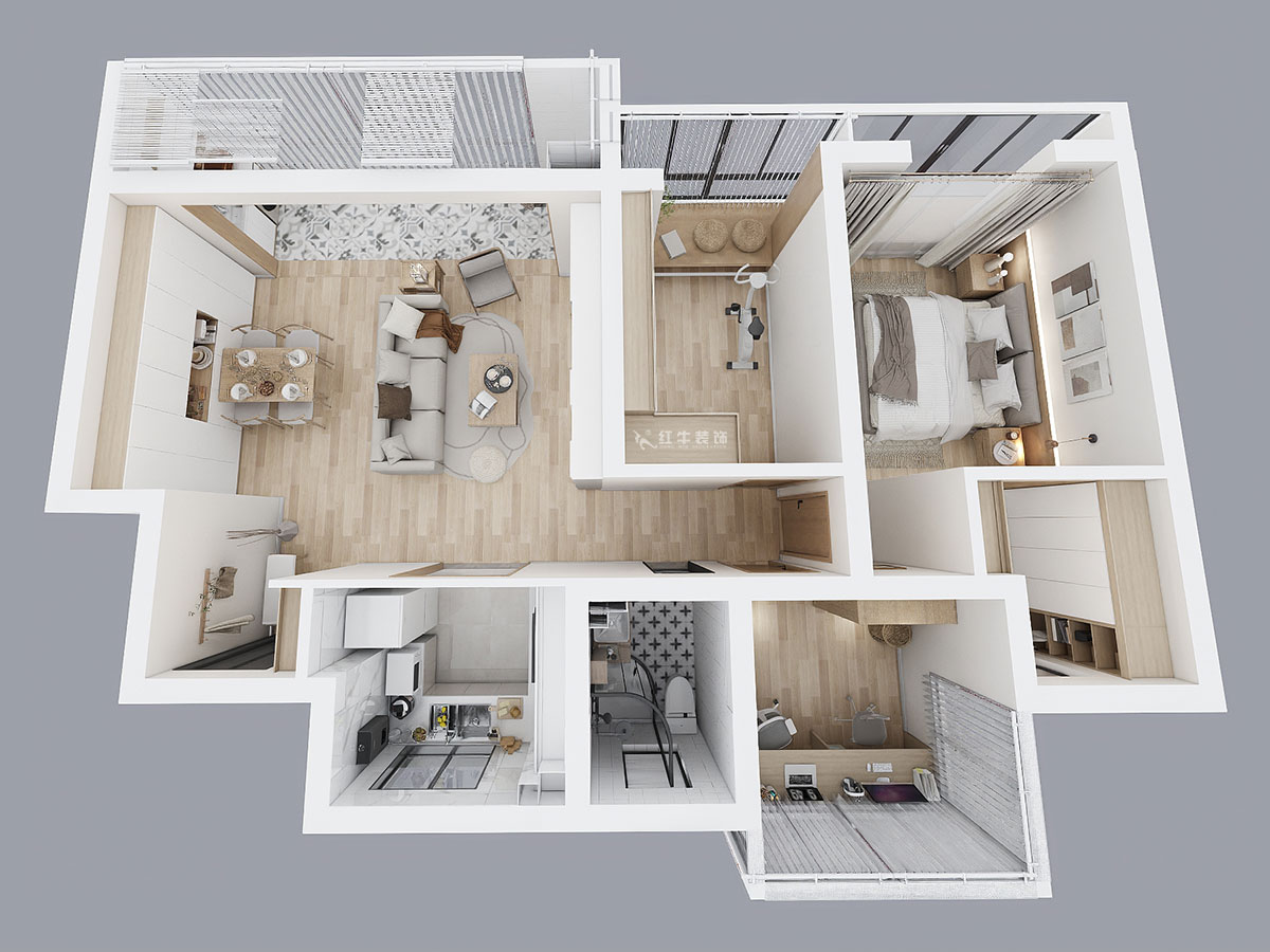 劉萍萍|招商語山苑5-1-602-98㎡-日式風格|3室2廳1衛(wèi)|老房裝修|定制家¥110000|全包13