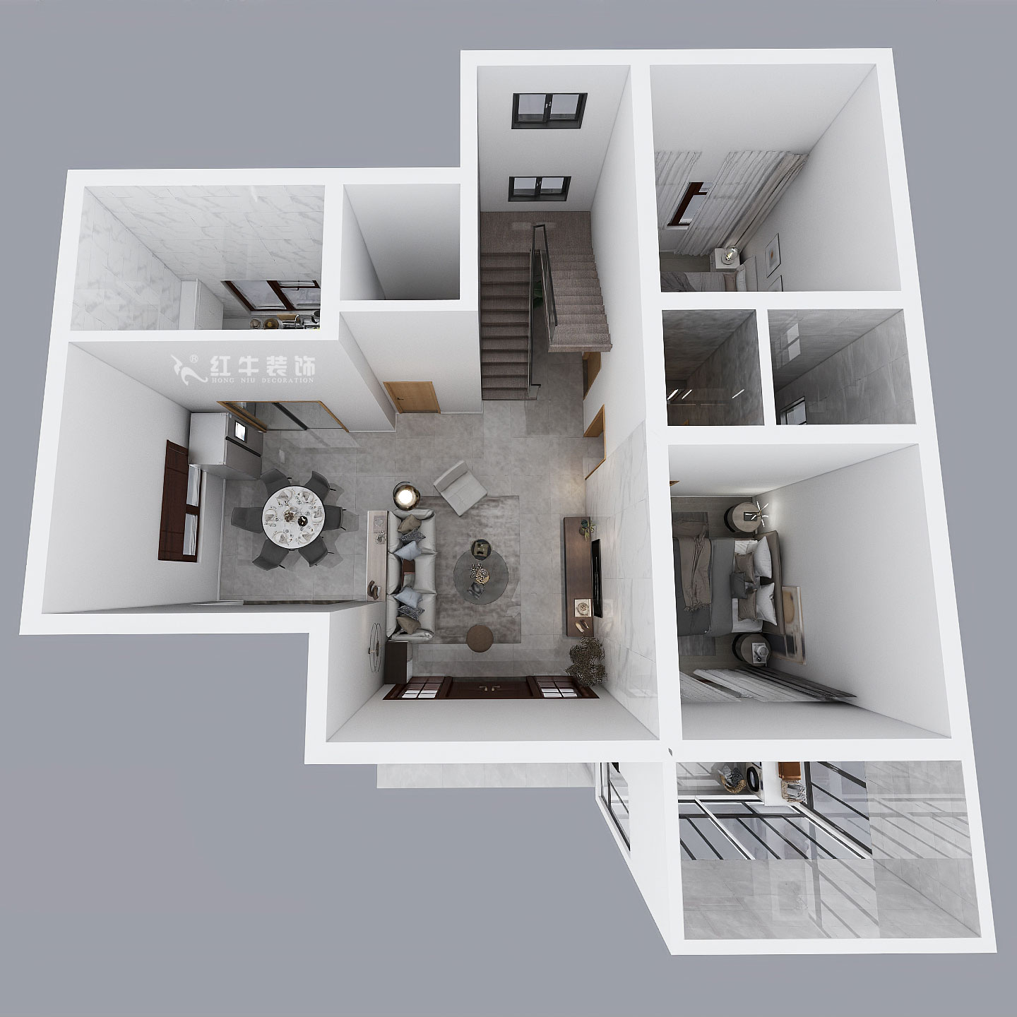 劉小勇|酈湖美墅90-102-190㎡-現(xiàn)代風(fēng)格|4室2廳3衛(wèi)|新房裝修|定制家¥288000|全包33萬|00_07一樓鳥瞰圖