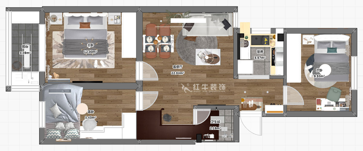 劉萍萍|華陽家園華彩苑47號702室-78㎡-簡約風格|3室2廳1衛(wèi)|老房裝修|定制家¥111517|全包11