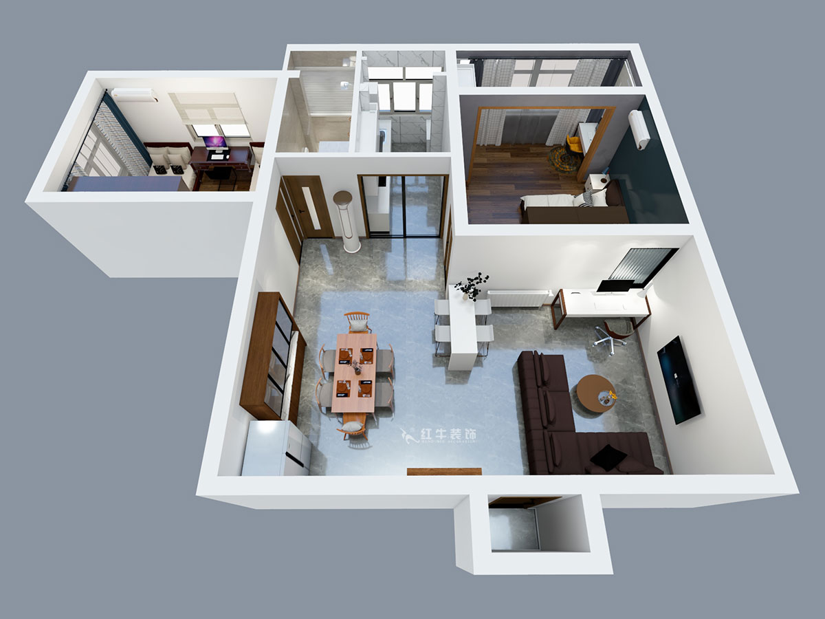 張智猿｜申家巷48號(hào)706-100㎡-現(xiàn)代風(fēng)格｜2室2廳1衛(wèi)｜老房裝修｜定制家￥94813｜全包10萬(wàn)｜00_04鳥(niǎo)瞰圖