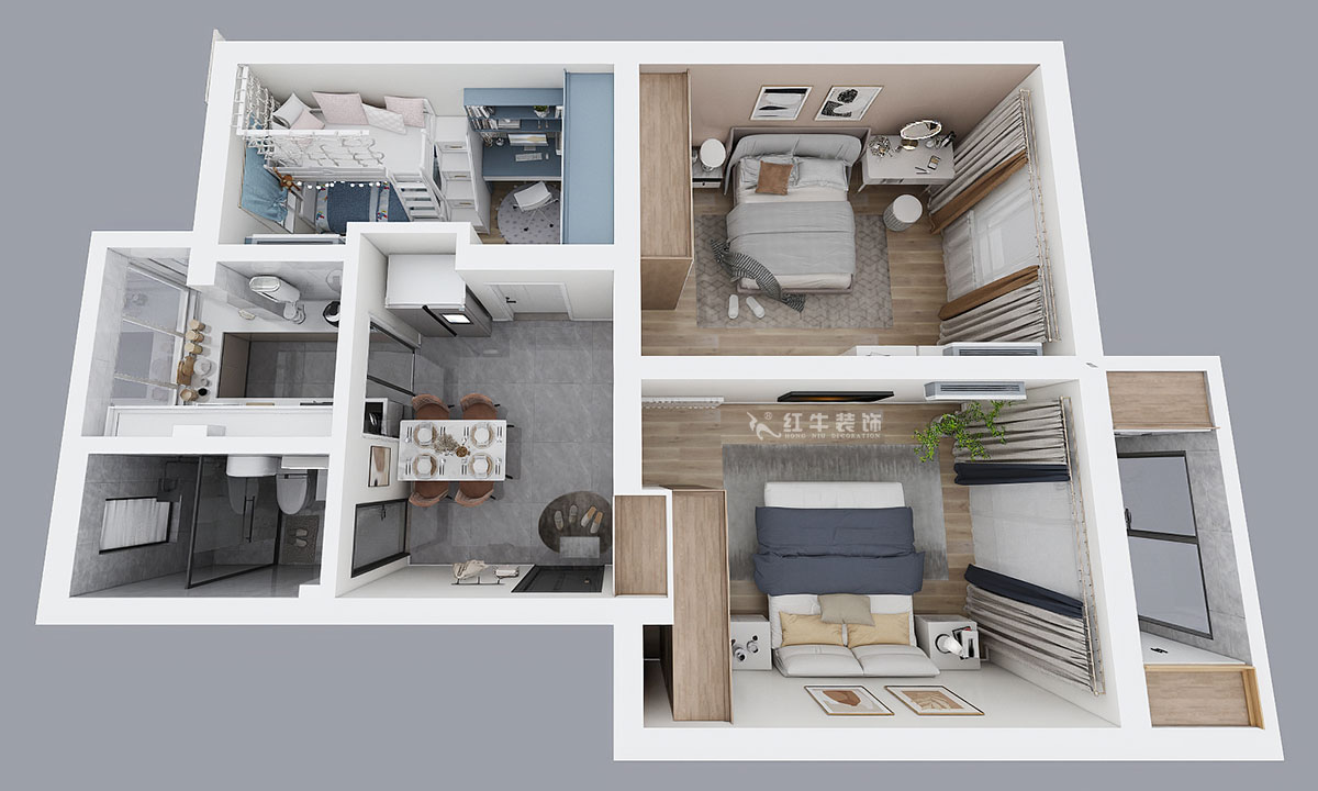 劉小勇|馬鞍山路2號(hào)小區(qū)6-101-77㎡-現(xiàn)代簡(jiǎn)約風(fēng)格|3室1廳1衛(wèi)|二手房裝修|定制家¥100600|全包10