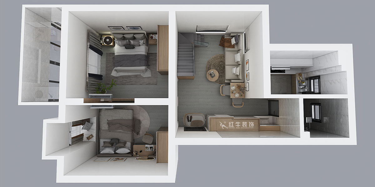 孟憲濤|堯順佳園2期60-606-72㎡-簡約風(fēng)格|3室1廳1衛(wèi)|新房裝修|定制家|全包11萬|00_05鳥瞰圖